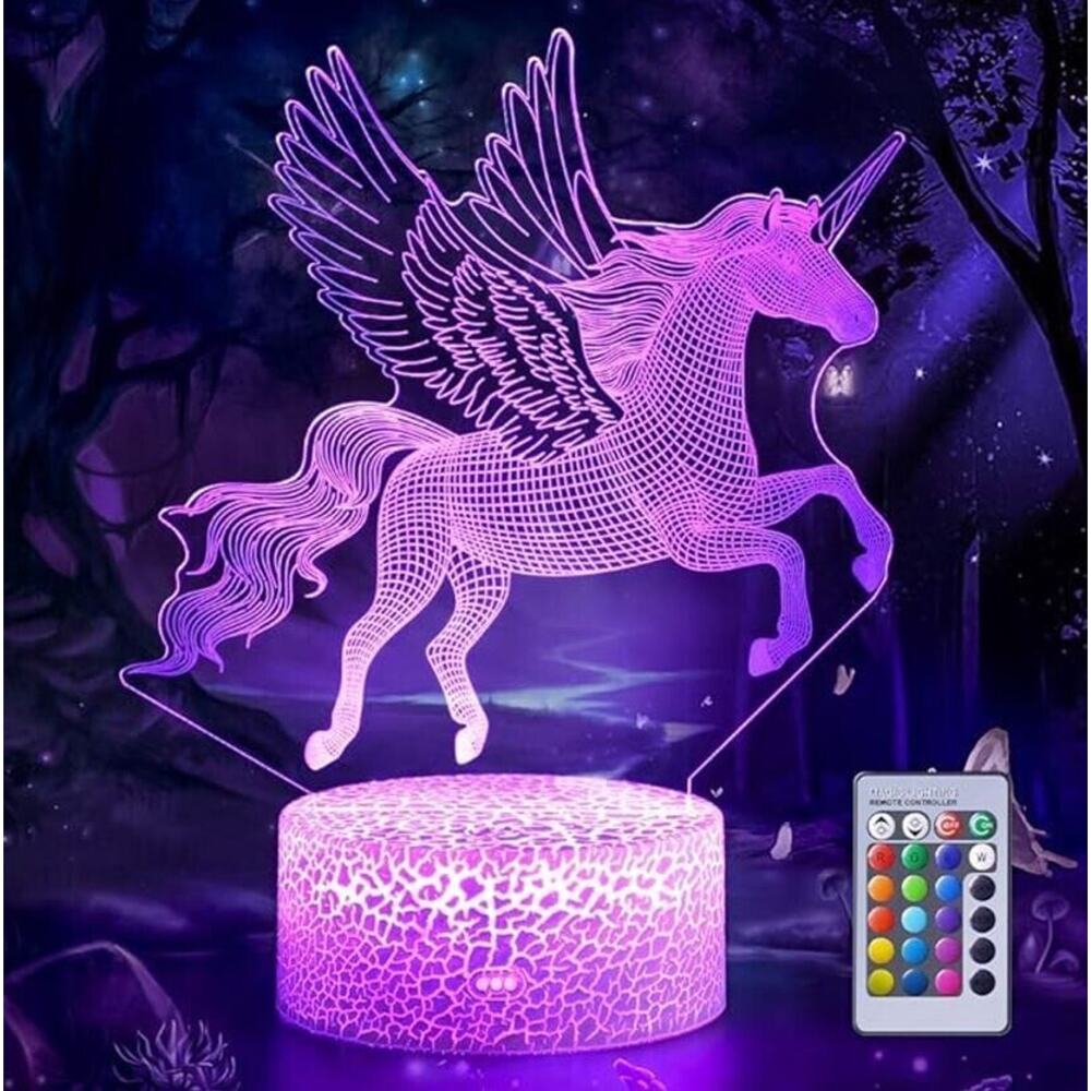 Unicorn Light Toy For Kids Night Light 16 Colors Change Remote 3D Illusion Lamp
